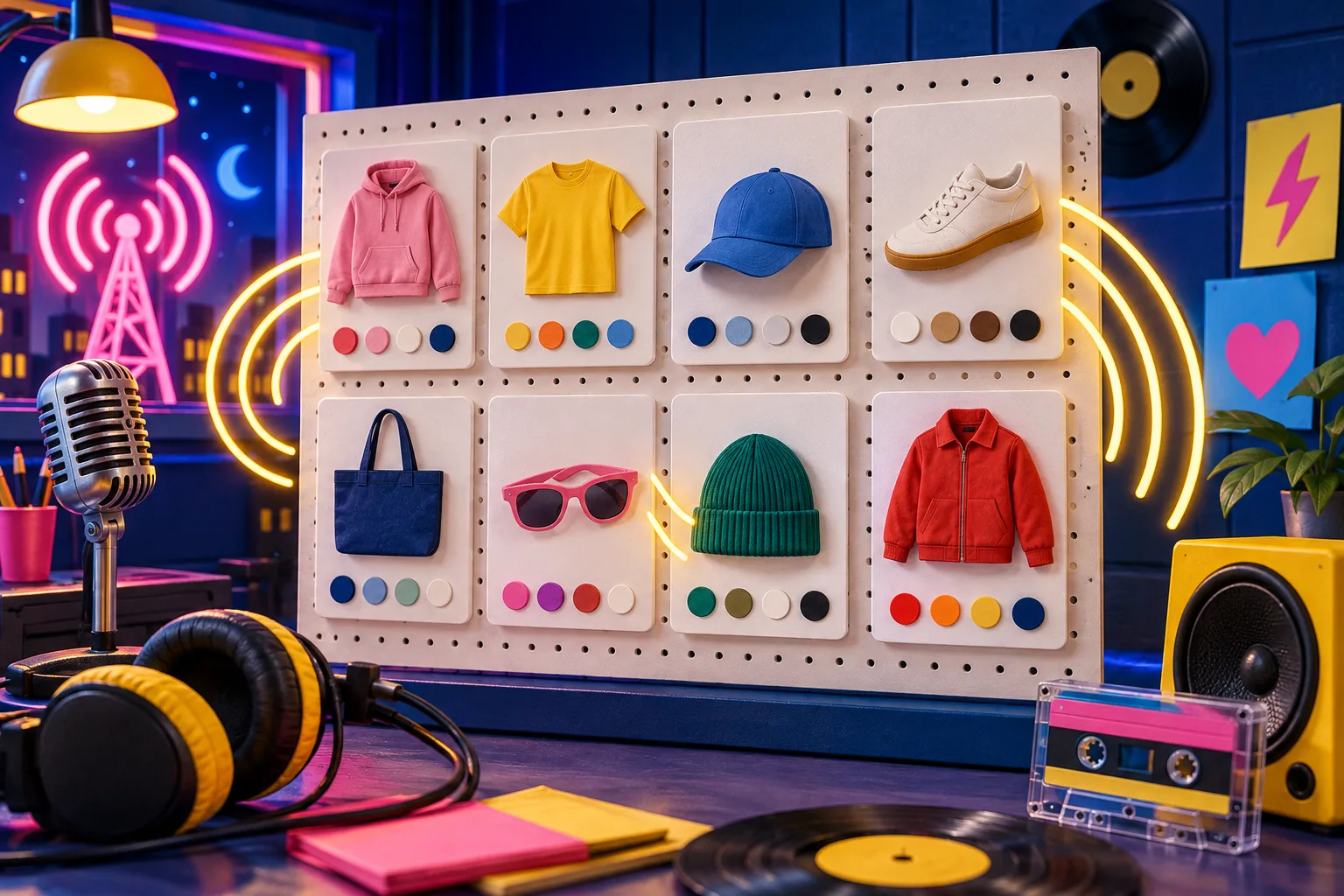 Cuadrícula de colección con muestras de colores