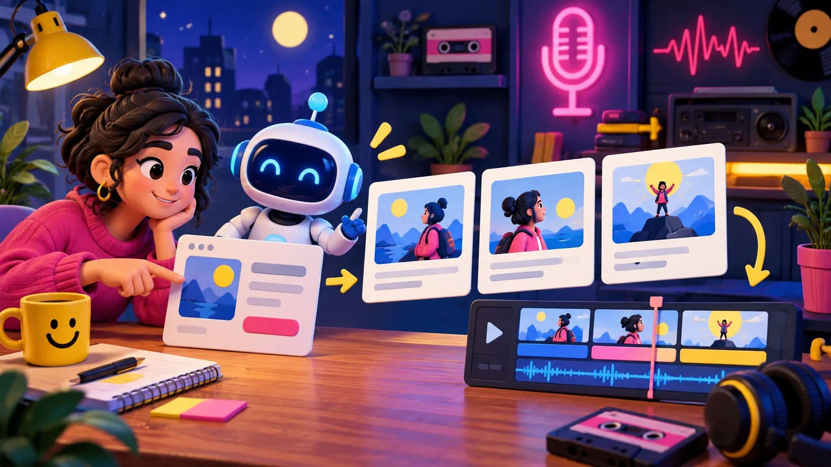 Una web transformandose en un guion grafico para un video de lanzamiento