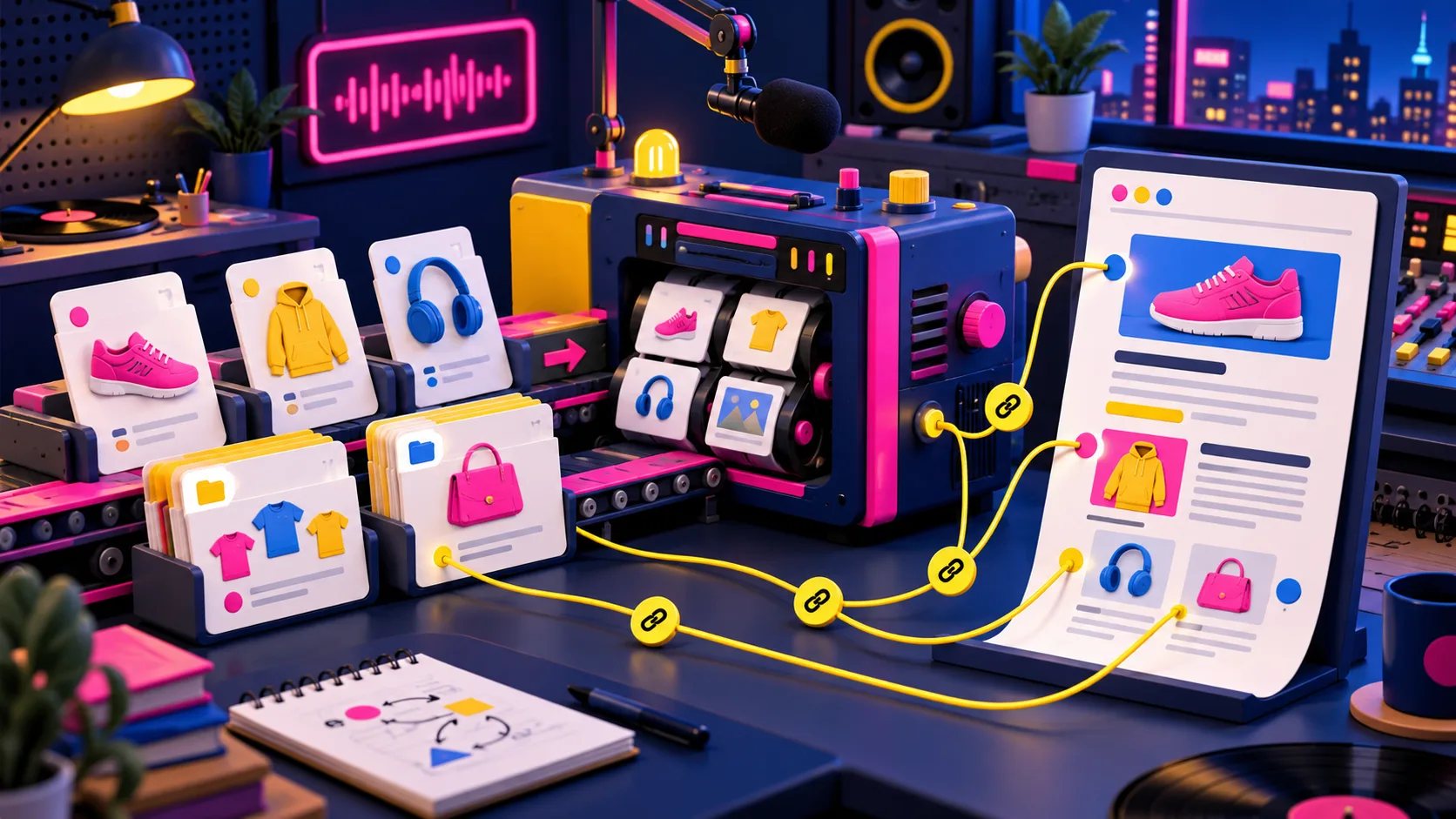 Productos y enlaces internos formando un flujo de contenido para ecommerce
