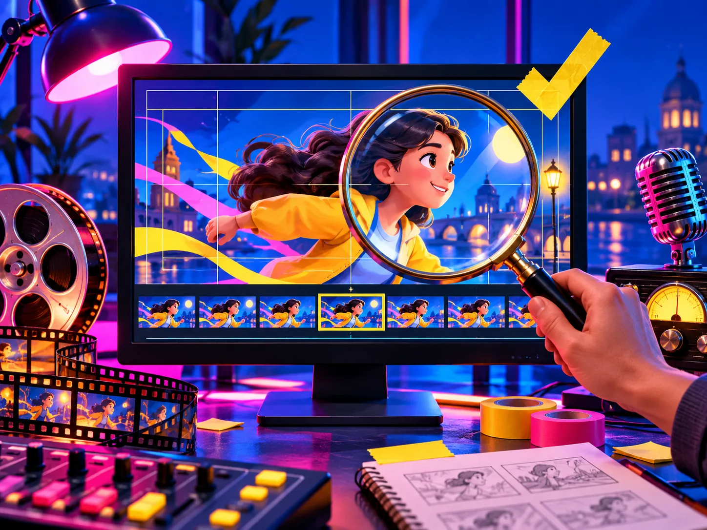 Revision visual de un video de producto en pantalla