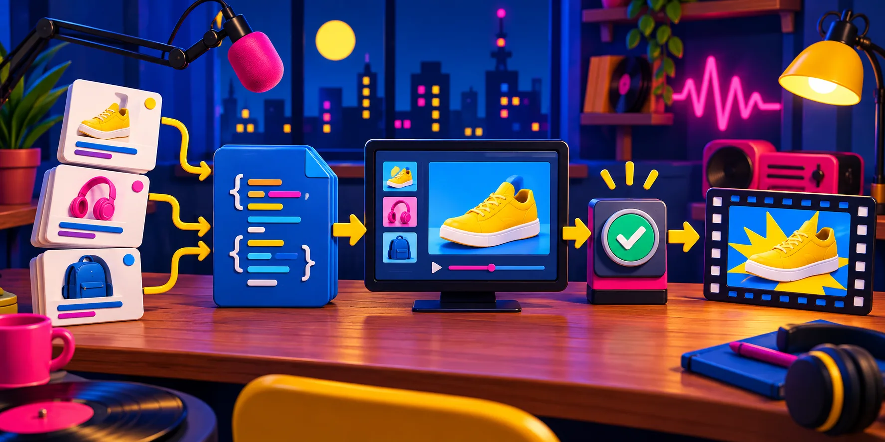 Flujo de datos a VideoJSON, revisión y renderizado