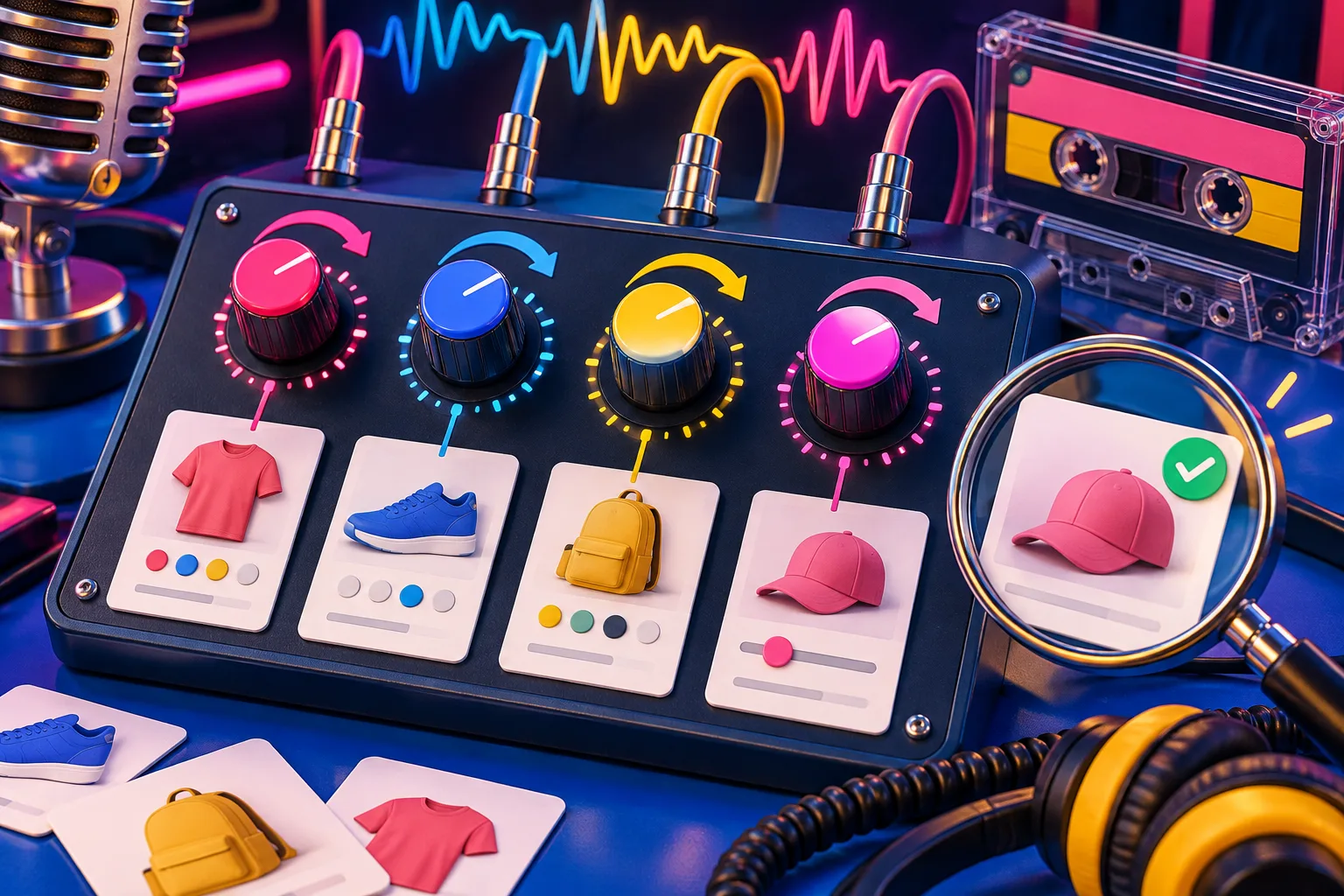 Controles para definir cambios de productos y variantes
